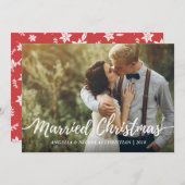 Invitation Chic Newlyweds mariés Typographie de Noël Photo (Devant / Derrière)
