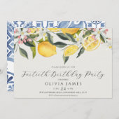 Invitation Chic N'importe quelle année citron Méditerranée ca (Devant / Derrière)