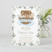 Invitation Chic Noah's Ark Animaux Baby shower Garçon de verd (Debout devant)