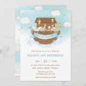 Invitation Chic Noah's Ark Cute Animals Boy Birthday Party (Devant / Derrière)