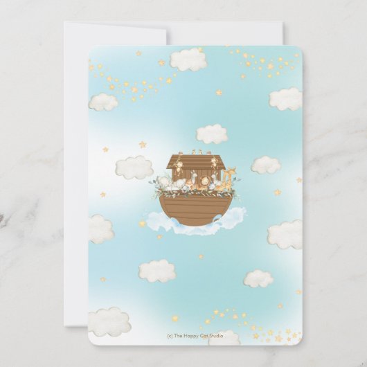 Invitation Chic Noah's Ark Cute Animaux Baby shower garçon In (Dos)