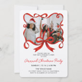 Invitation Chic Noël Photo Ruban Rouge Calligraphie Script (Devant)