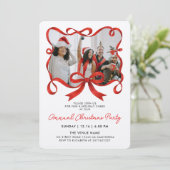Invitation Chic Noël Photo Ruban Rouge Calligraphie Script (Debout devant)