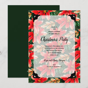Invitation Chic Noël Poinsettia et Faux Vellum