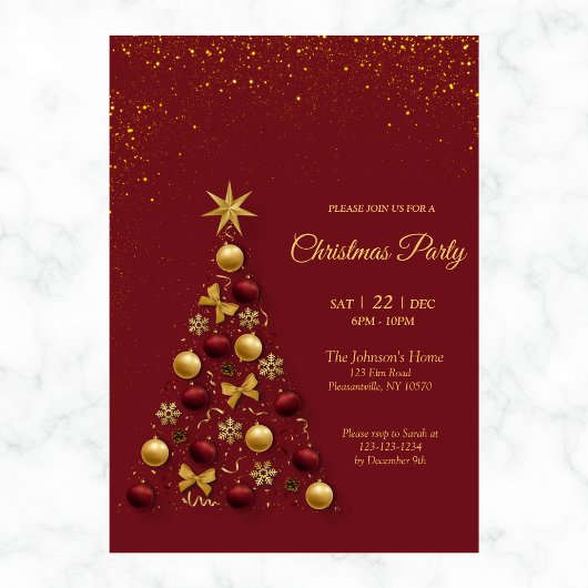 Invitation Chic Noël Tree Fête des Fêtes