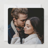 Invitation Chic noir blanc floral photo Mariage monogramme (Dos)