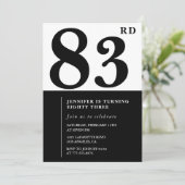 Invitation Chic noir blanc pour son 83e anniversaire (Debout devant)