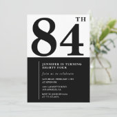 Invitation Chic noir blanc pour son 84e anniversaire (Debout devant)