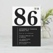Invitation Chic Noir Blanc pour son 86e anniversaire (Debout devant)