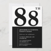 Invitation Chic Noir Blanc pour son 88ème anniversaire (Devant)