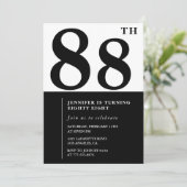 Invitation Chic Noir Blanc pour son 88ème anniversaire (Debout devant)