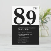 Invitation Chic noir blanc pour son 89e anniversaire (Debout devant)