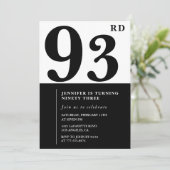 Invitation Chic noir blanc pour son 93e anniversaire (Debout devant)