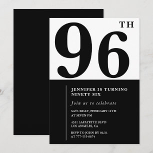 Invitation Chic noir blanc pour son 96ème anniversaire