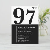 Invitation Chic noir blanc pour son 97e anniversaire (Debout devant)