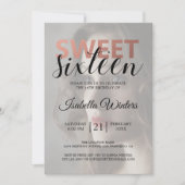 Invitation Chic noir blanc rayures rose doux 16 Photo (Devant)