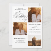 Invitation Chic noir blanc tout en un script photos mariage (Devant)