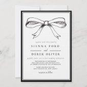Invitation Chic noir élégant Mariage main tiré Bow (Devant)