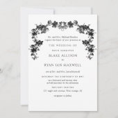Invitation Chic, Noir Enchantant Garlands Mariage officiel (Devant)