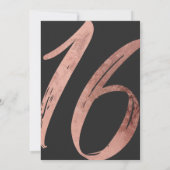 Invitation Chic noir et blanc Faux Rose Gold Foil Sweet 16 (Dos)