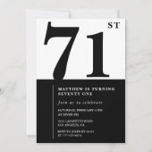 Invitation chic noir et blanc pour 71e anniversair (Devant)