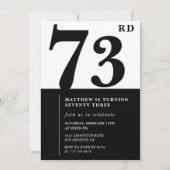 Invitation chic noir et blanc pour 73e anniversair (Devant)