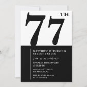 Invitation chic noir et blanc pour 77e anniversair (Devant)