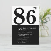Invitation chic noir et blanc pour 86e anniversair (Debout devant)