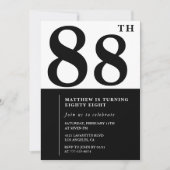 Invitation chic noir et blanc pour 88e anniversair (Devant)