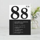 Invitation chic noir et blanc pour 88e anniversair (Debout devant)