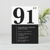 Invitation chic noir et blanc pour 91e anniversair (Debout devant)