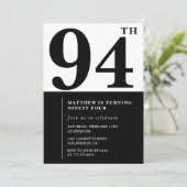 Invitation chic noir et blanc pour 94e anniversair (Debout devant)