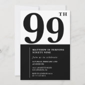 Invitation chic noir et blanc pour 99e anniversair (Devant)