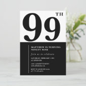 Invitation chic noir et blanc pour 99e anniversair (Debout devant)