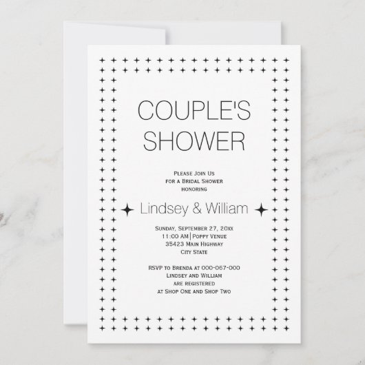 Invitation Chic noir mariage aux couples géométriques (Devant)