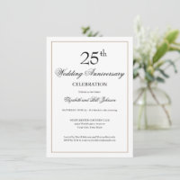 Invitation chic noir pour les 25 ans de mariage