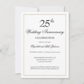 Invitation chic noire pour les 25 ans de mariage (Devant)
