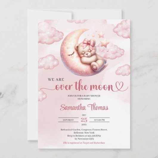Invitation Chic nous sommes au-dessus du Baby shower de la lu (Devant)