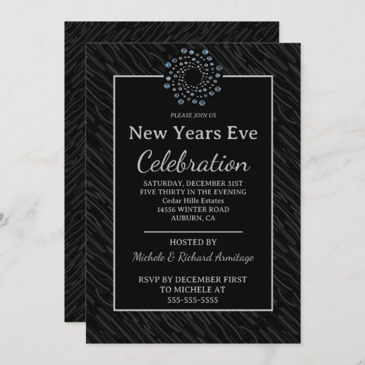 Invitation Chic Nouvel An (Devant / Derrière)