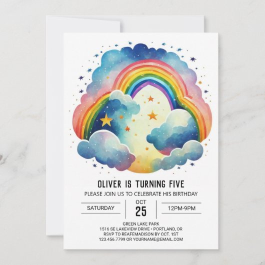 Invitation Chic nuages simples Anniversaire (Devant)