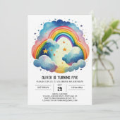 Invitation Chic nuages simples Anniversaire (Debout devant)