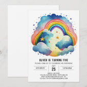 Invitation Chic nuages simples Anniversaire (Devant / Derrière)