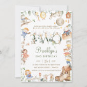 Invitation Chic Nursery Rhyme Green 2e anniversaire Neutral (Devant)