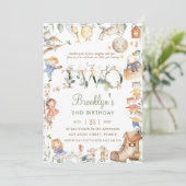 Invitation Chic Nursery Rhyme Green 2e anniversaire Neutral (Debout devant)