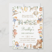 Invitation Chic Nursery Rhyme Green 3e anniversaire Neutral (Devant)