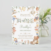 Invitation Chic Nursery Rhyme Green 3e anniversaire Neutral (Debout devant)