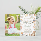 Invitation Chic Nursery Rhyme Greenery 2e Anniversaire Photo (Debout devant)