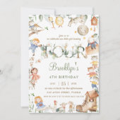 Invitation Chic Nursery rime verdure 4e anniversaire Neutre (Devant)