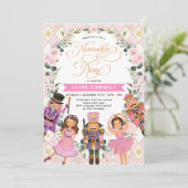 Invitation Chic Nutcracker Party Soft rose Floral Anniversair (Debout devant)