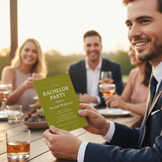 Invitation Chic Olive Green Groom's Party Invite QR Code RSVP